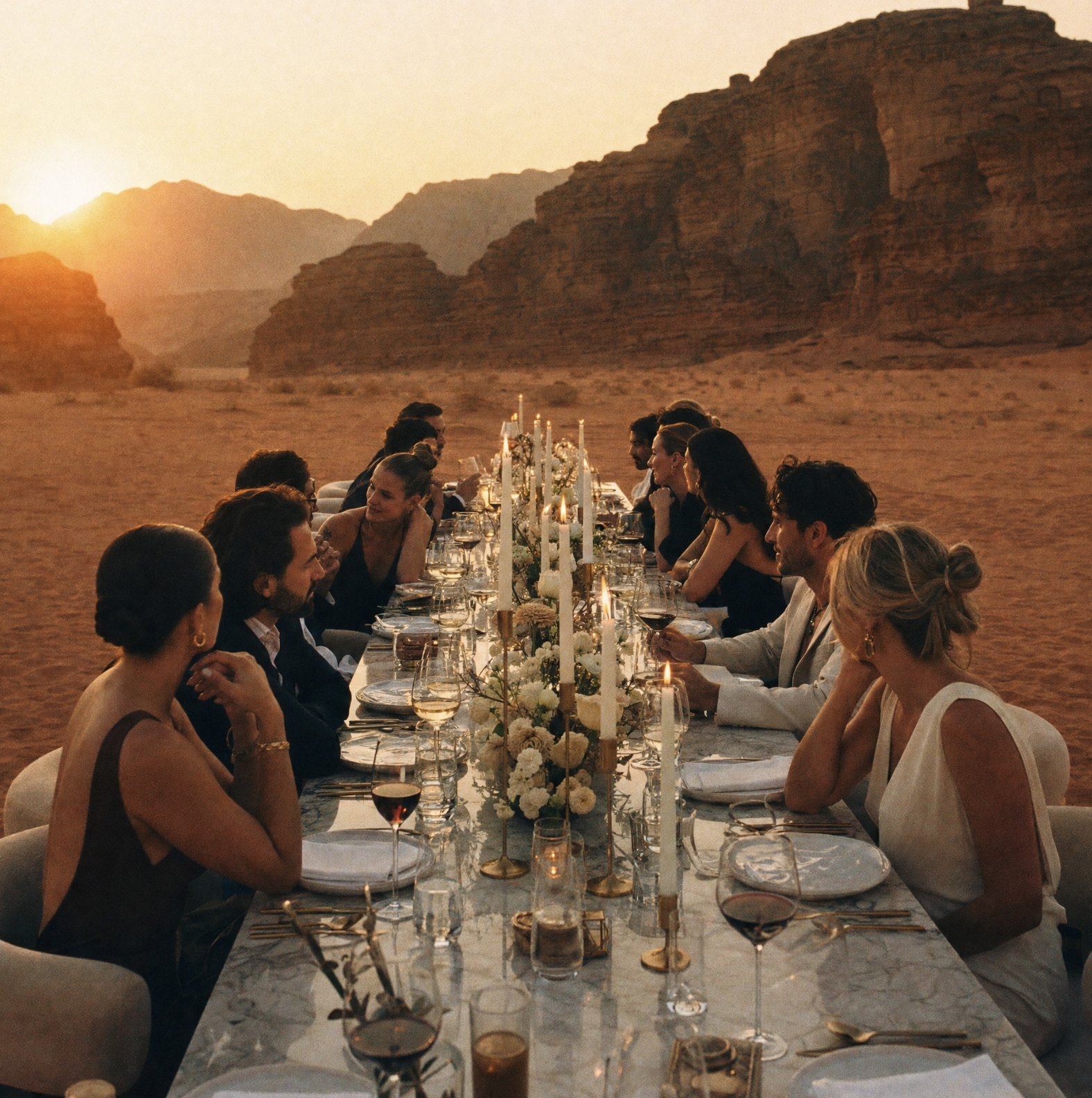 A BONDED dinner at sunset in Wadi Rum