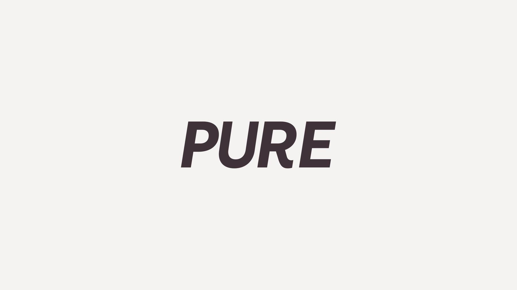 Pure logo in aubergine on white