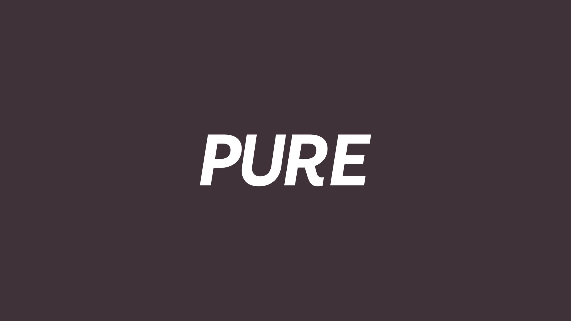 Pure logo in white on aubergine